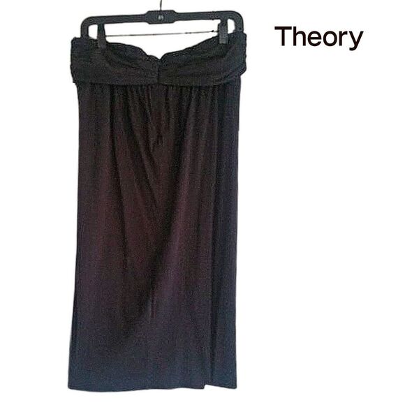 Theory NEW Minimalist RHINA Faux Wrap Drape Ruche Waist Knee Skirt M - Picture 7 of 11